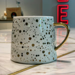 White Ceramic Mug with Gold Handle