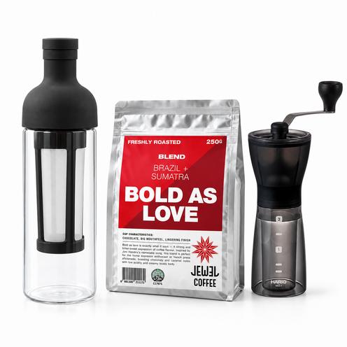 Cold Brew Advanced Collection – Hario Filter-in Bottle + Coffee Mill + 250g Coffee Beans