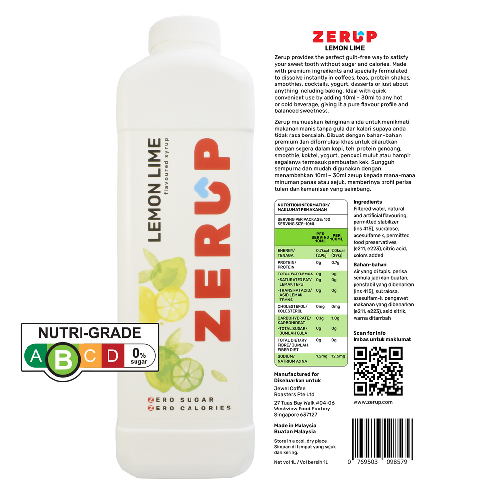 
                  
                    Zerup Zero Sugar Lemon Lime Syrup 1L
                  
                