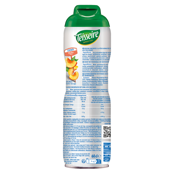 Teisseire Le 0% Peach Syrup 600ml