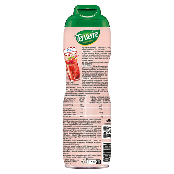 Teisseire Le 0% Kids Strawberry Vanilla Syrup 600ml