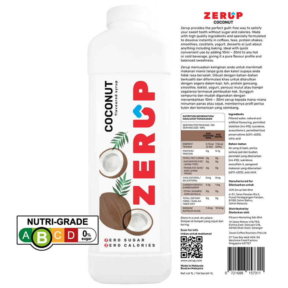
                  
                    Zerup Zero Sugar Coconut Syrup 1L
                  
                