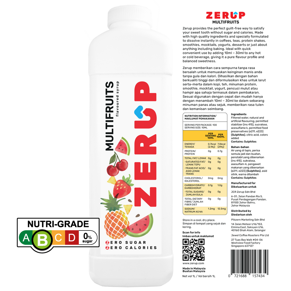 
                  
                    Zerup Zero Sugar Multifruits Syrup 1L
                  
                